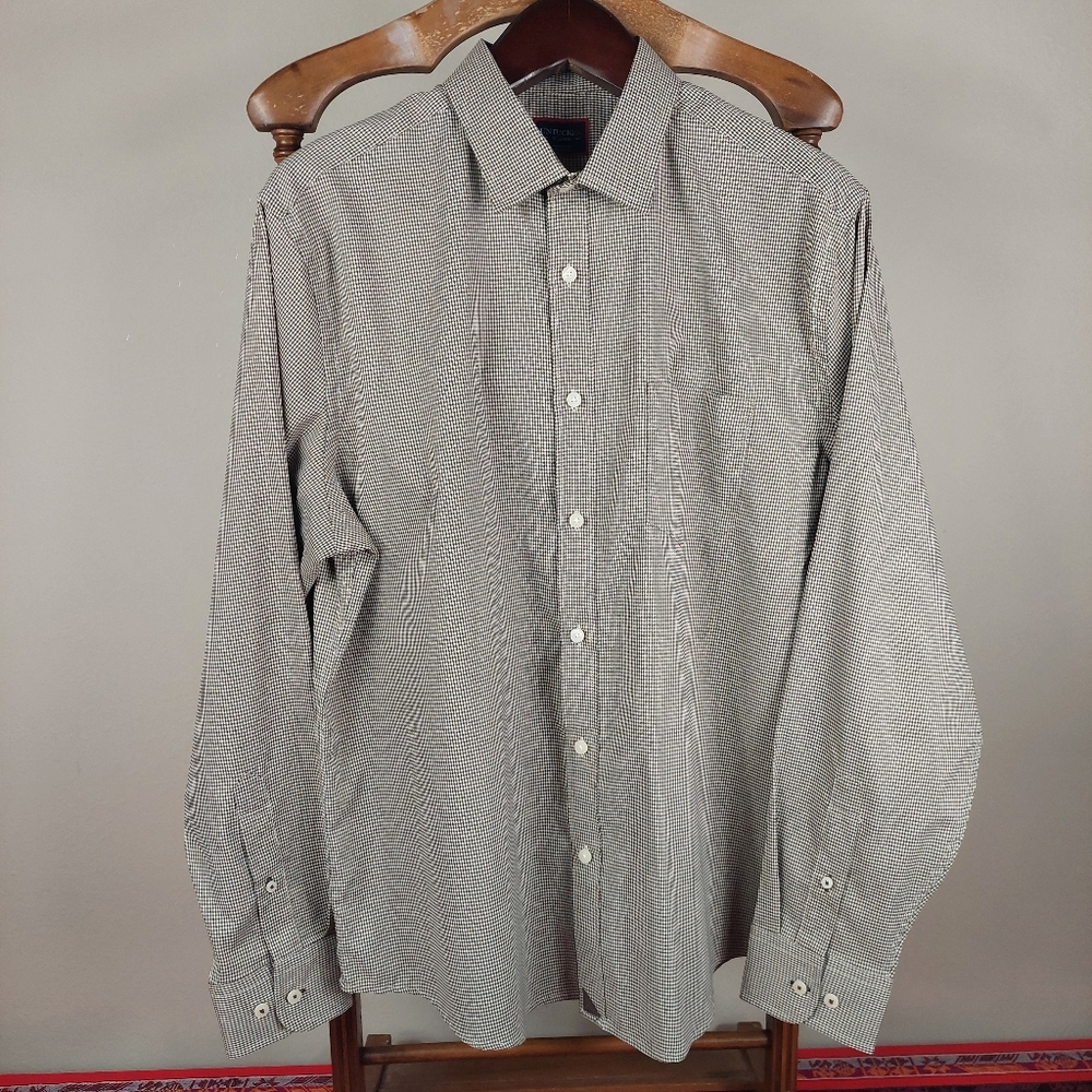 UNTUCKit Men's Ripasso Shirt XL 100% Polyester Brown Gingham Check Regular Fit